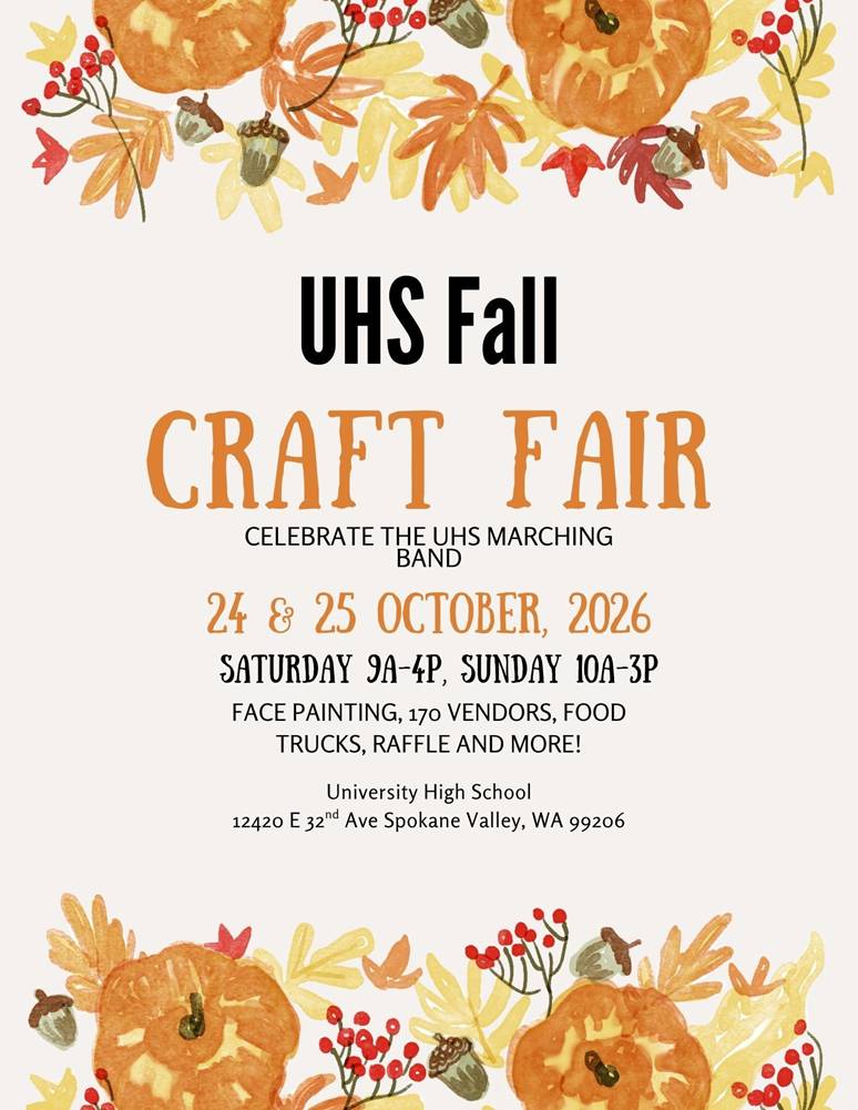 October 24 & 25 - University High School Fall Craft Fair