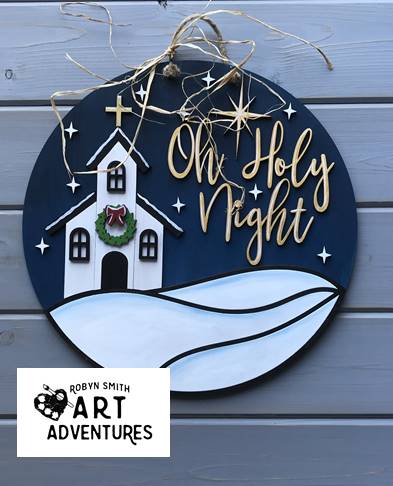 Adult DIY Art Kit - Oh Holy Night - 3D Round Door Hanger, 16"
