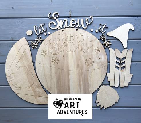 Wood Blanks Only - Ski Gnome Let it Snow - 3D Door Hanger, 16"