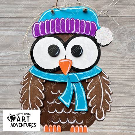 Adult DIY Art Kit - Winter Owl - 3D Round Door Hanger, 16"
