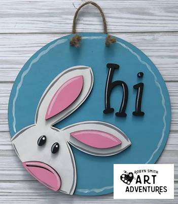 Kids Wood DIY Art Kit - Farm Bunny - 8" 3D Round