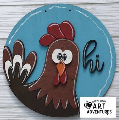 Kids Wood DIY Art Kit - Farm Chicken - 8" 3D Round