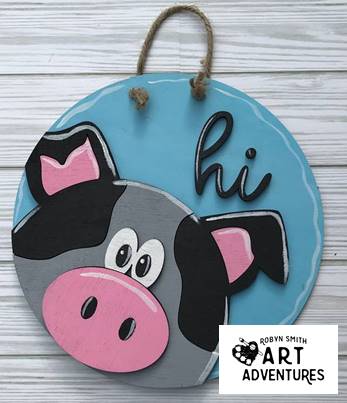Kids Wood DIY Art Kit - Farm Pig - 8" 3D Round