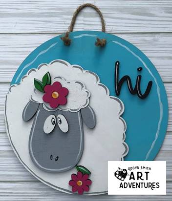 Kids Wood DIY Art Kit - Farm Sheep - 8" 3D Round
