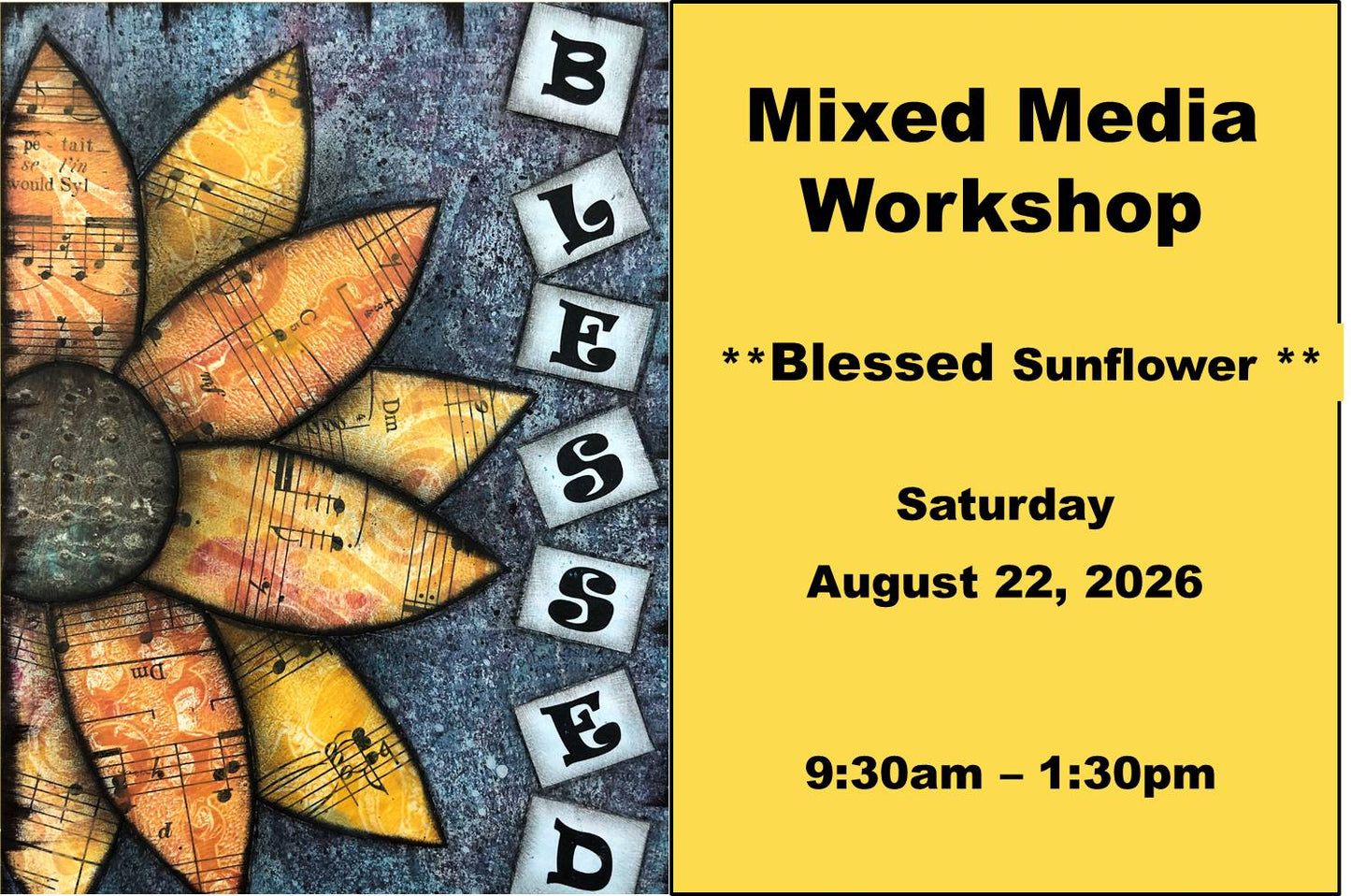 August 22, 2026 - Mixed Media Workshop - Blessed Sunflower