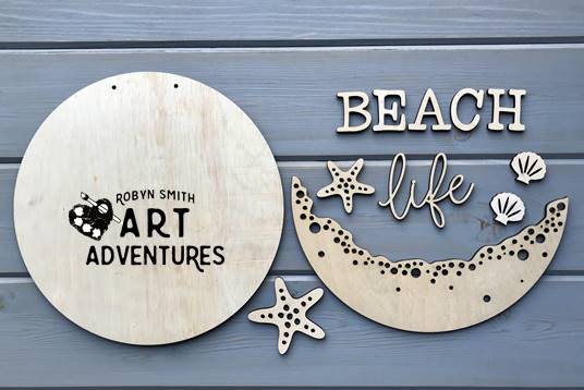 Adult DIY Art Kit - Beach Life - 3D Round Door Hanger, 16"