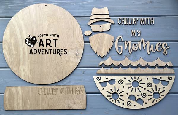 Adult DIY Art Kit - Chillin' With my Gnomies - 3D Round Door Hanger, 16"