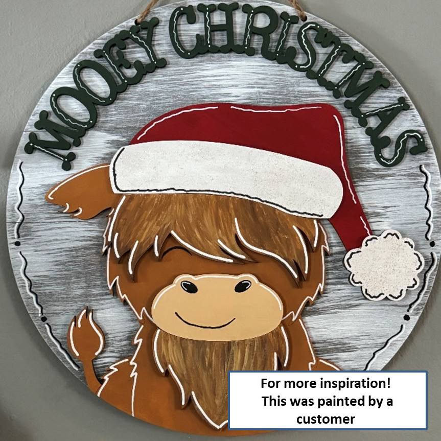 Adult DIY Art Kit - Christmas Highlander - 3D Round Door Hanger, 16"