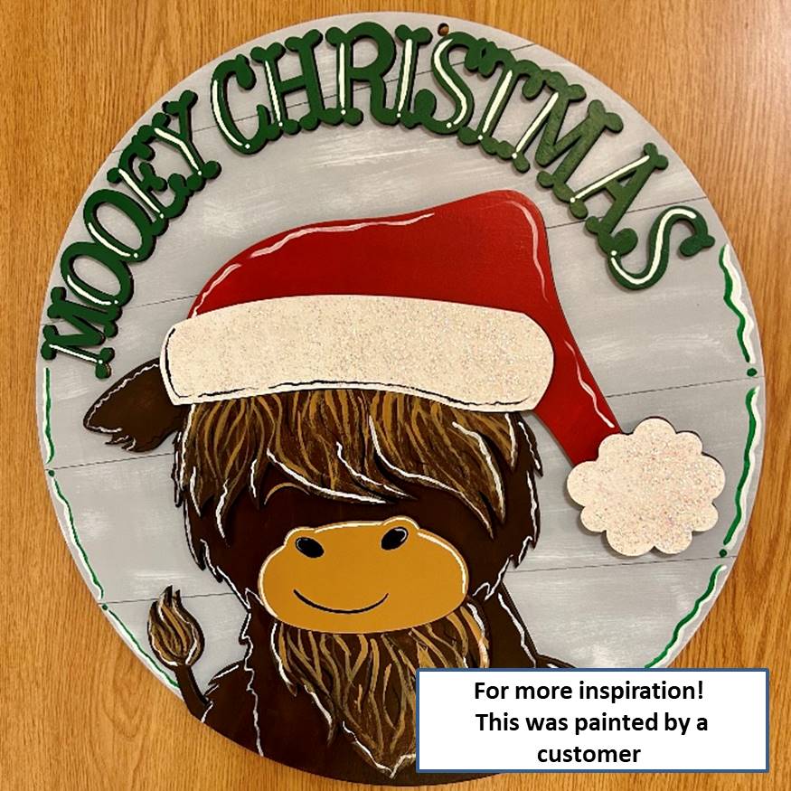 Adult DIY Art Kit - Christmas Highlander - 3D Round Door Hanger, 16"