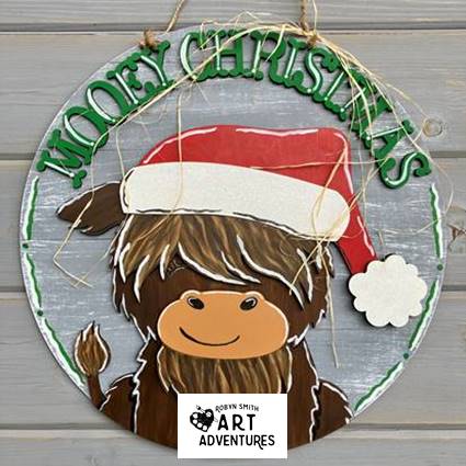 Adult DIY Art Kit - Christmas Highlander - 3D Round Door Hanger, 16"