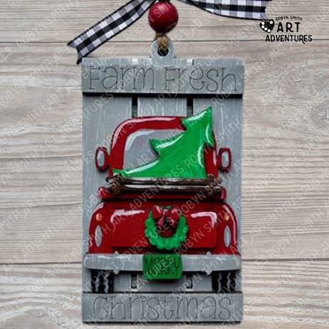 DIY Ornament Art Kit - Farm Truck - 3D Pallet Ornament, 5"