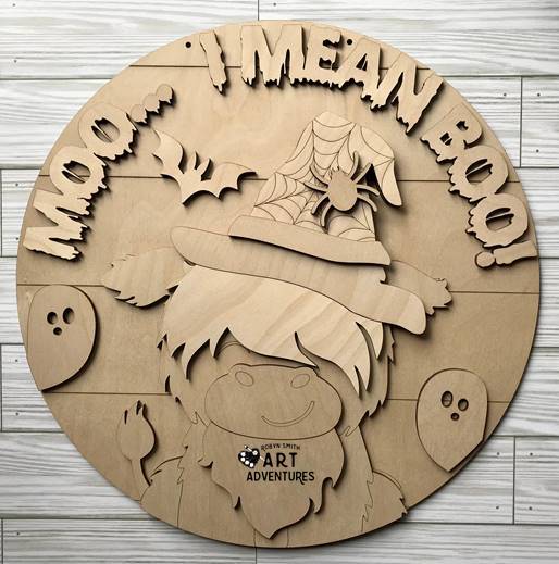 Adult DIY Art Kit - Halloween Highlander - 3D Round Door Hanger, 16"