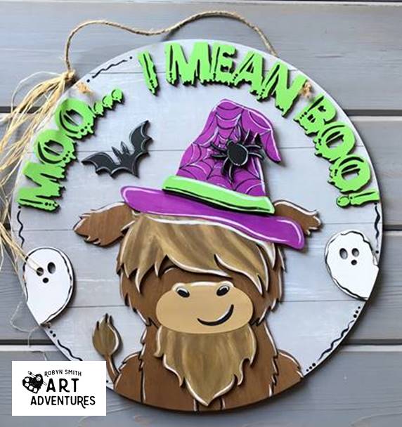 Adult DIY Art Kit - Halloween Highlander - 3D Round Door Hanger, 16"