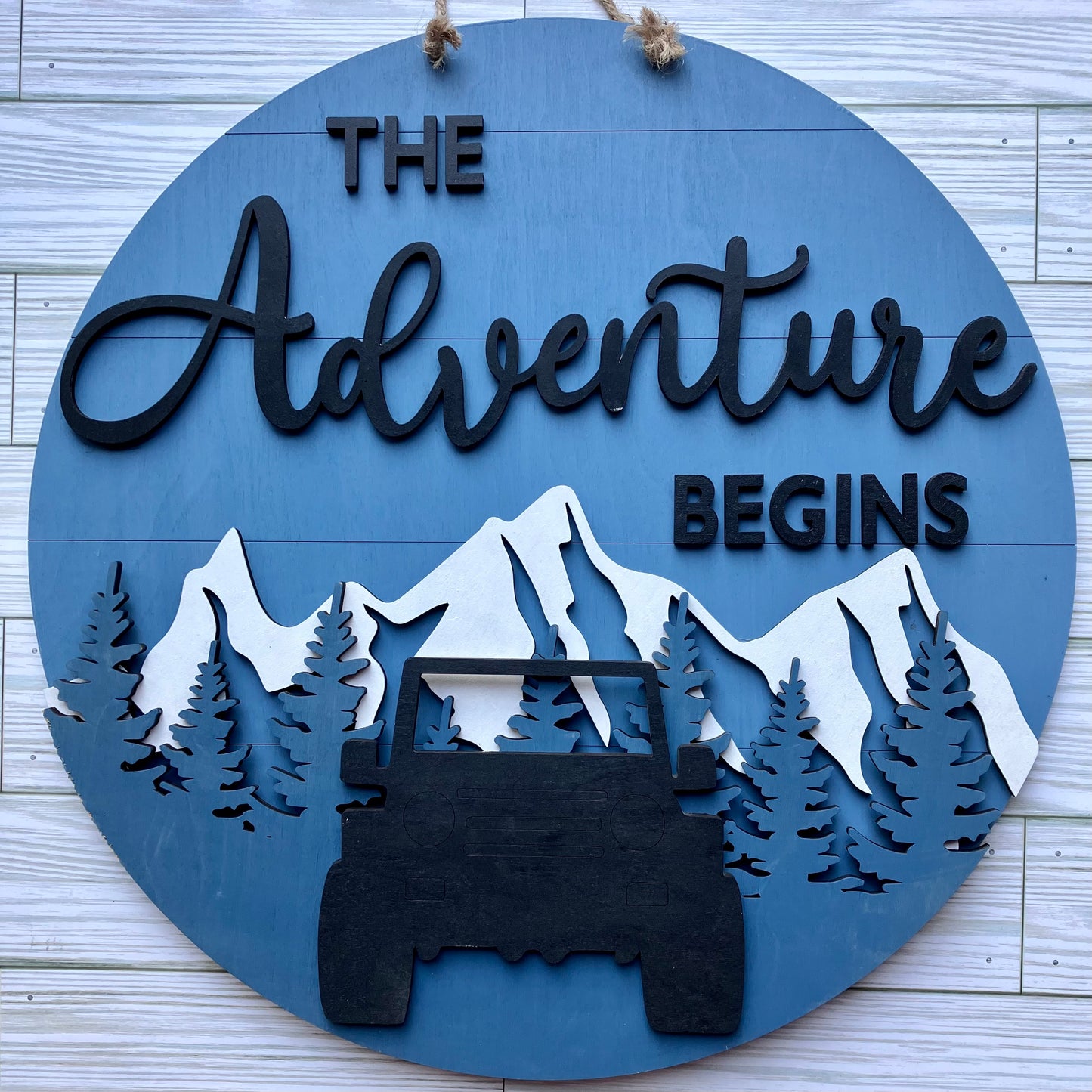 Wood Blanks Only - The Adventure Begins - Jeep - 3D Door Hanger, 16"