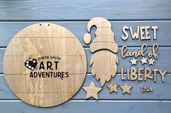 Adult DIY Art Kit - Liberty Gnome - 3D Round Door Hanger, 16"