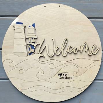 Wood Blanks Only - Lighthouse Welcome - 3D Door Hanger, 16"