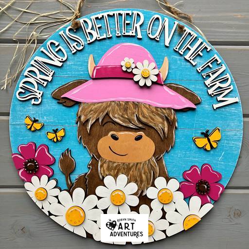 Adult DIY Art Kit - Spring Highlander - 3D Door Hanger, 16"
