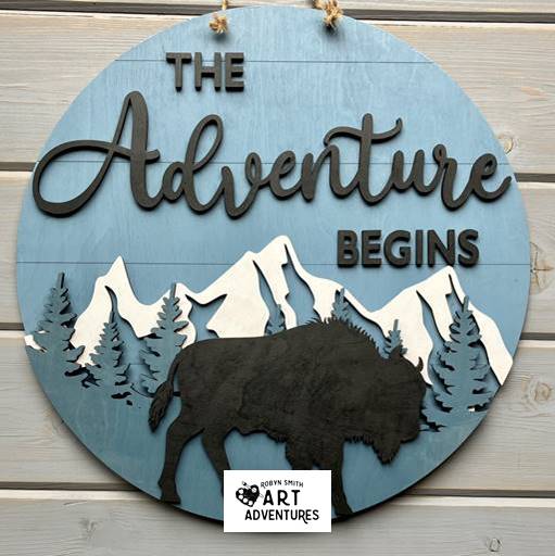 Adult DIY Art Kit - The Adventure Begins - Buffalo - 3D Door Hanger, 16"