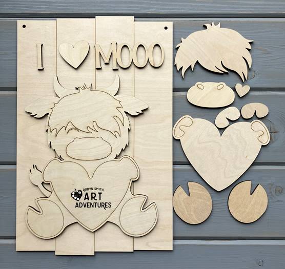 Wood Blanks Only - Valentine Highlander - 3D Door Hanger, 16"