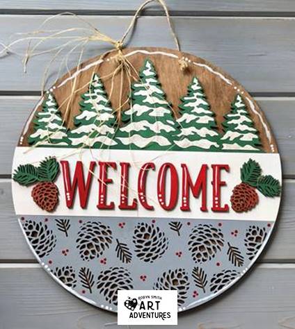 Wood Blanks Only - Welcome Snowy Pines - 3D Door Hanger, 16"