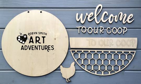 Adult DIY Art Kit - Welcome to Our Coop - 3D Round Door Hanger, 16"