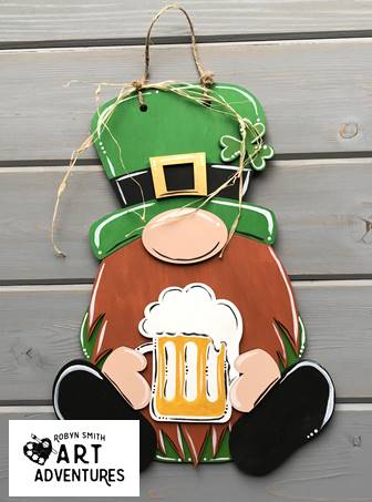 Wood Blanks Only - Leprechaun Gnome w/Beer - 3D Door Hanger, 16"