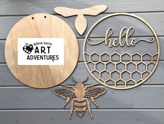 Wood Blanks Only - Honeybee Hello - 3D Door Hanger, 16"