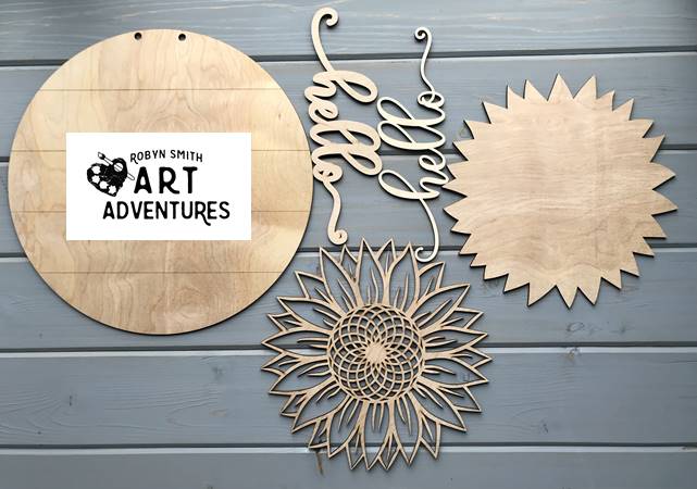 Wood Blanks Only - Sunflower Hello - 3D Door Hanger, 16"