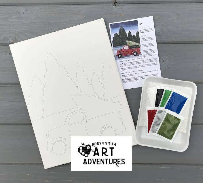 Adult DIY Art Kit - Truck & Tree - Canvas