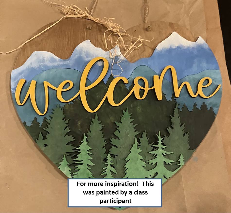 Adult DIY Art Kit - Heart Mountain Welcome - 3D Door Hanger, 16"