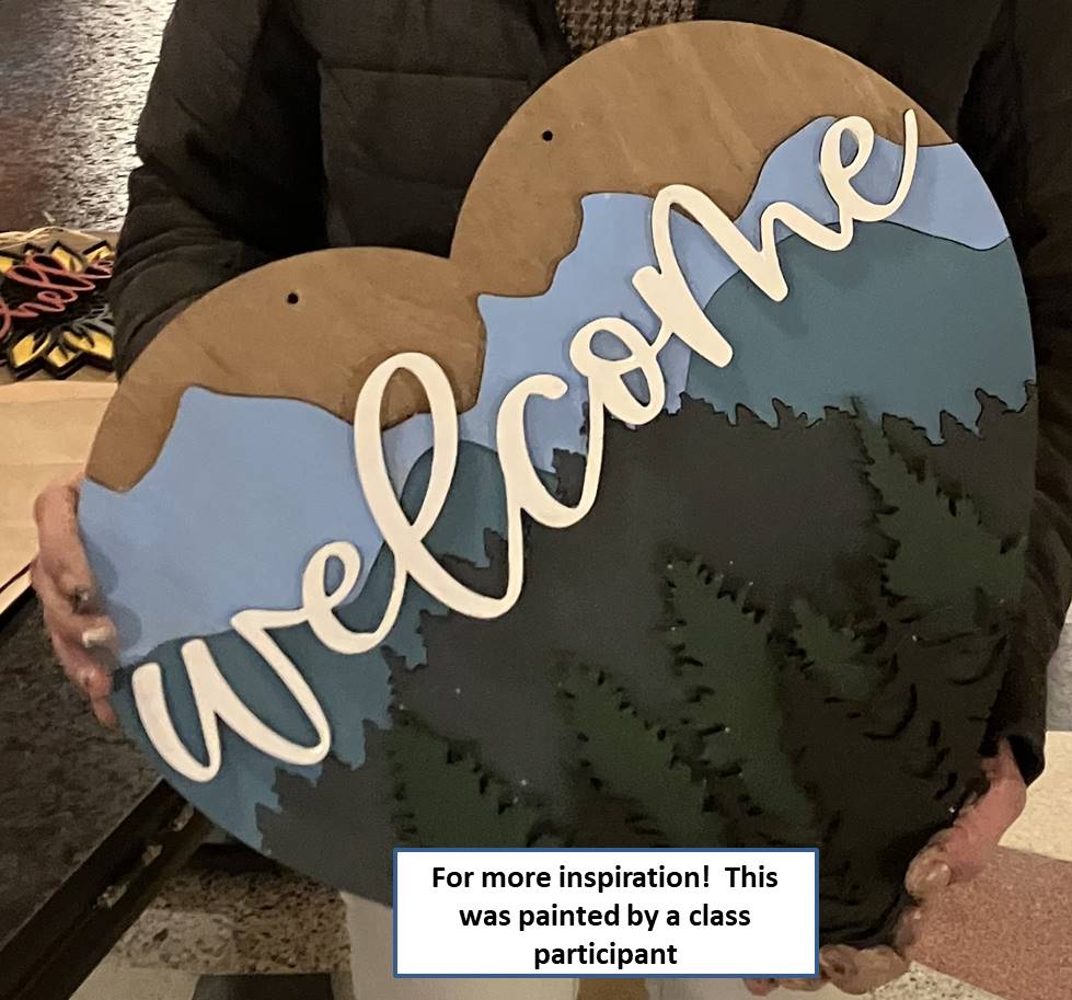 Adult DIY Art Kit - Heart Mountain Welcome - 3D Door Hanger, 16"