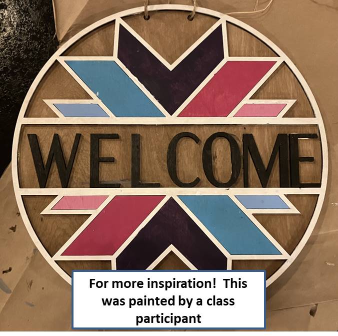 Adult DIY Art Kit - Stained Glass Quilt Welcome - 3D Round Door Hanger, 16"