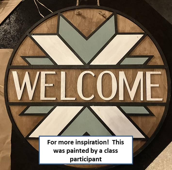 Wood Blanks Only - Stained Glass Quilt Welcome - 3D Door Hanger, 16"