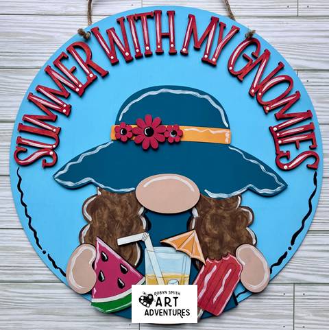Adult DIY Art Kit - Summer With My Gnomies - 3D Round Door Hanger, 16"