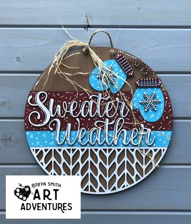 Adult DIY Art Kit - Sweater Weather - 3D Round Door Hanger, 16"