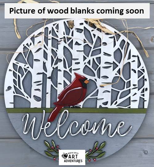 Wood Blanks Only - Winter Cardinal - 3D Door Hanger, 16"