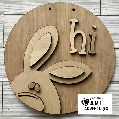 Kids Wood DIY Art Kit - Farm Bunny - 8" 3D Round