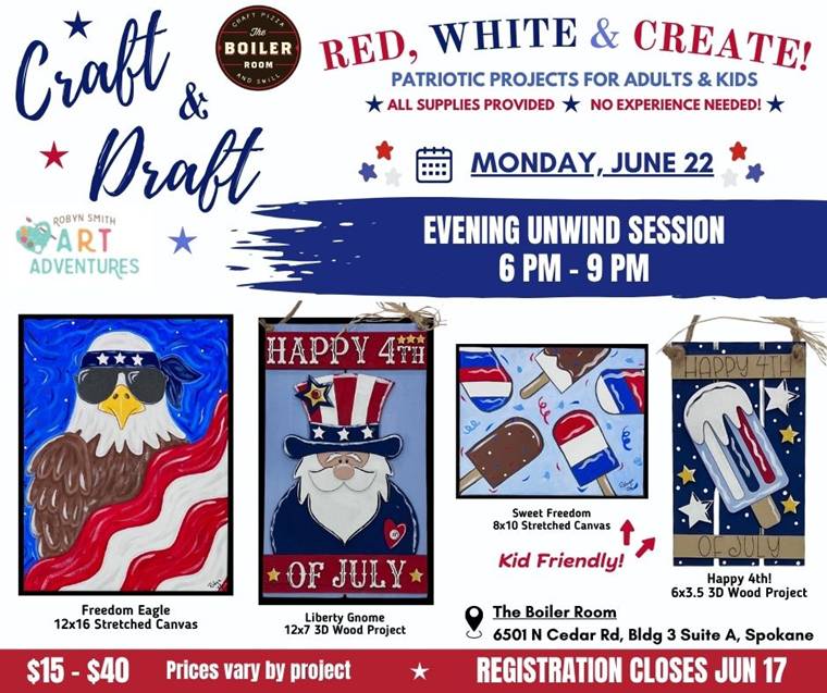 June 22, 2026 - Evening Craft & Draft @ Boiler Room, Spokane WA