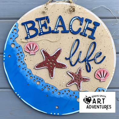 Adult DIY Art Kit - Beach Life - 3D Round Door Hanger, 16"