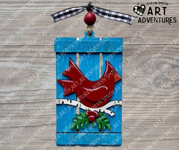 DIY Ornament Art Kit - Cardinal - 3D Pallet Ornament, 5"