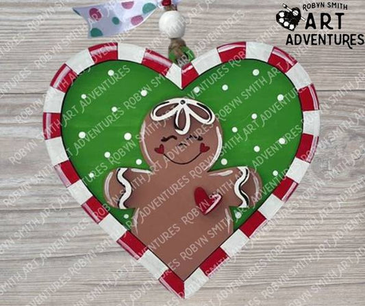 DIY Ornament Art Kit - Gingerbread - 3D Heart Ornament, 4.5"