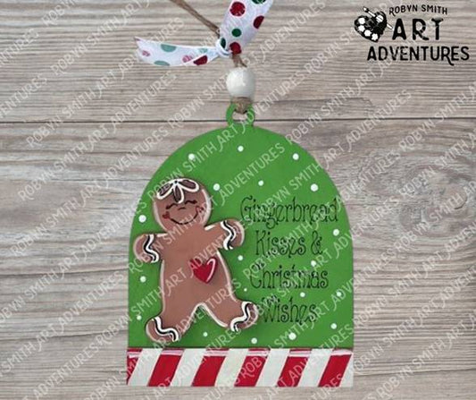 DIY Ornament Art Kit - Gingerbread Kisses - 3D Arch Ornament, 4.5"