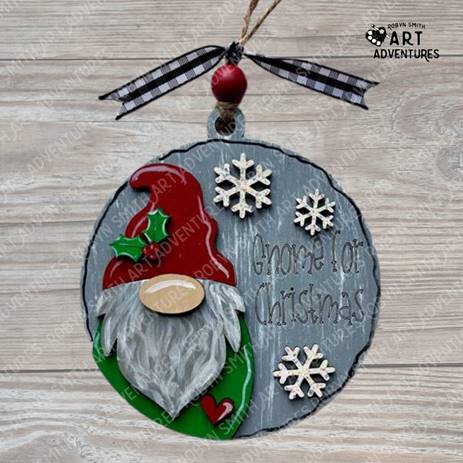 DIY Ornament Art Kit - Gnome for Christmas - 3D Round Ornament, 4.5"