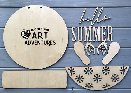 Adult DIY Art Kit - Hello Summer - 3D Round Door Hanger, 16"