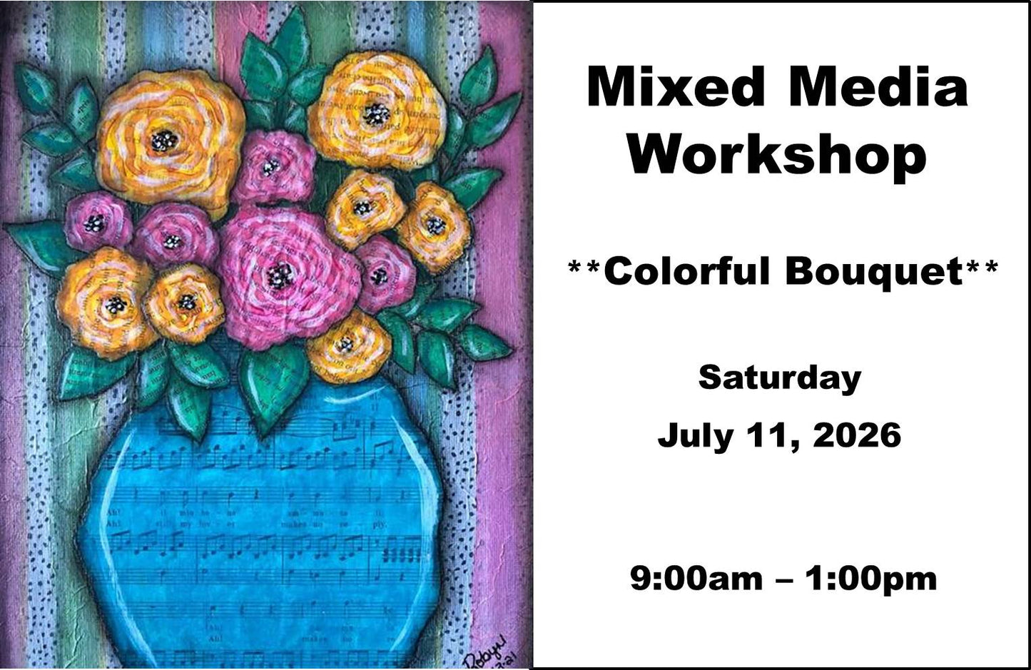 July 11, 2026 - Mixed Media Workshop - Colorful Bouquet