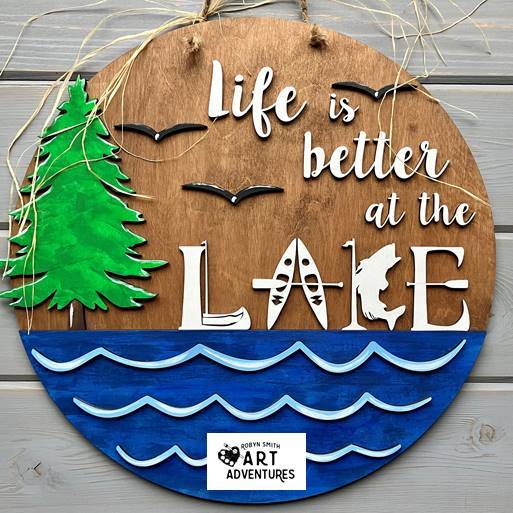 Adult DIY Art Kit - Life is Better at the Lake - 3D Door Hanger, 16"