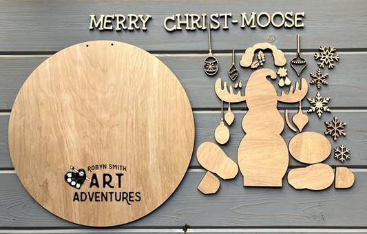 Wood Blanks Only - Merry Christ-Moose - 3D Door Hanger, 16"