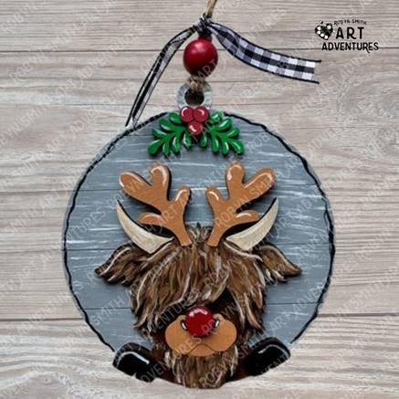 DIY Ornament Art Kit - Moo-dolph - 3D Round Ornament, 4.5"