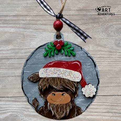 DIY Ornament Art Kit - Mooey Christmas - 3D Round Ornament, 4.5"