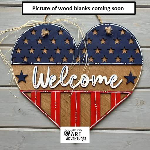 Wood Blanks Only - Patriotic Welcome Heart - 3D Door Hanger, 16"